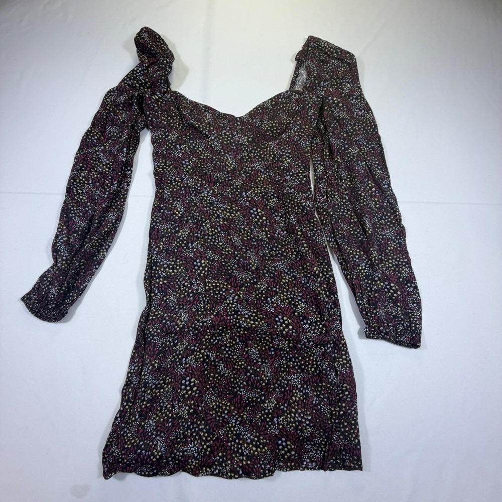 Wilfred Aritzia Mini Dress Floral Sweetheart Neck Puff Sleeve Smocked Back - Picture 3 of 6